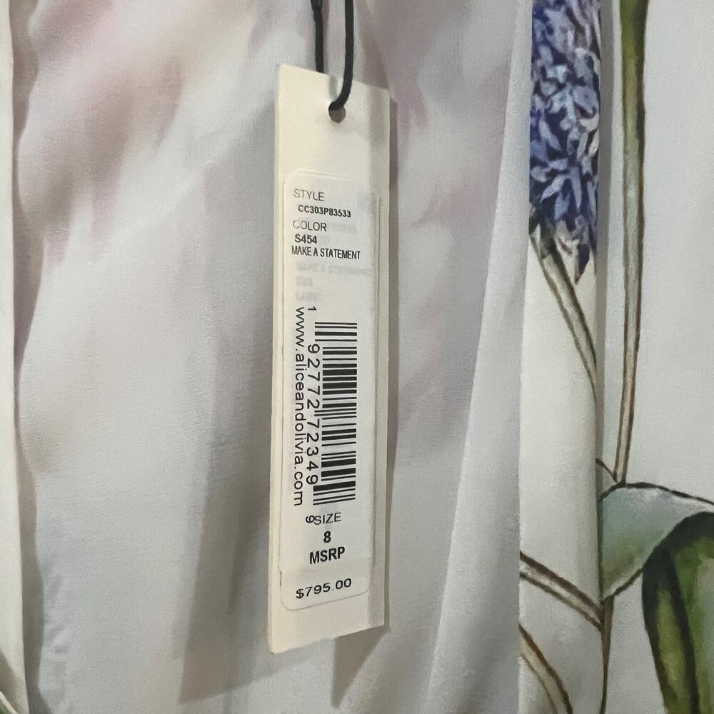 NEW NWT Alice and Olivia Bellami V Neck Maxi Dress With Slit US 8 - Picture 9 of 13